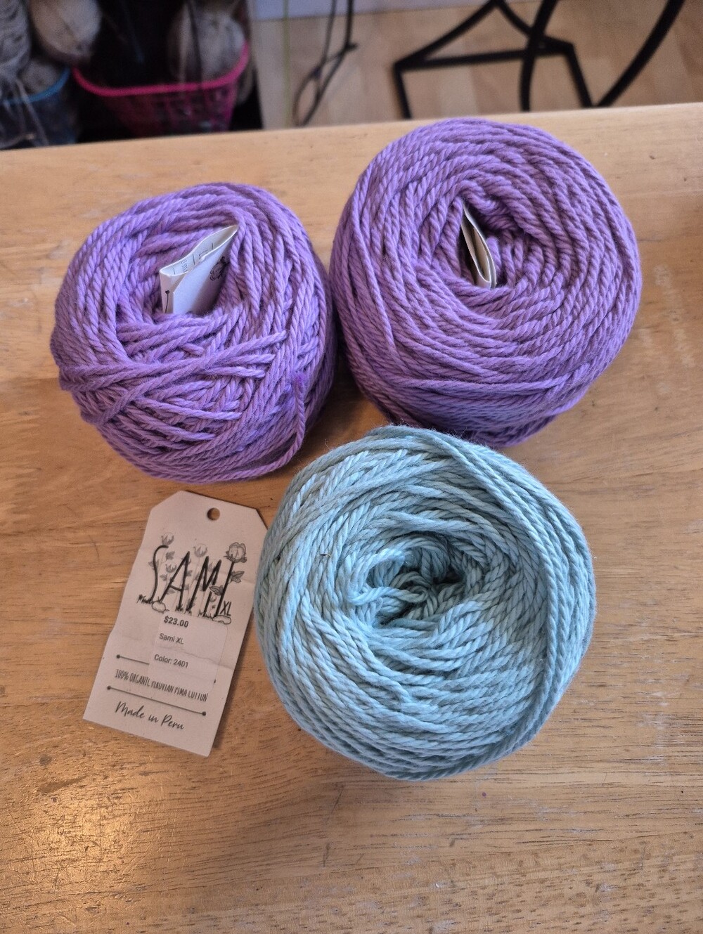 Three Balls Of Samu XL 100% Organic Peruvian Cotton Yarn